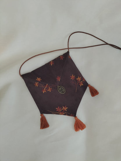 Handmade brown corduroy crossbody bag