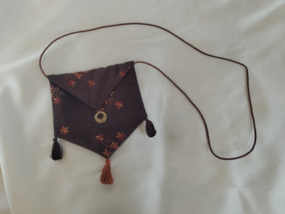 Handmade brown corduroy crossbody bag