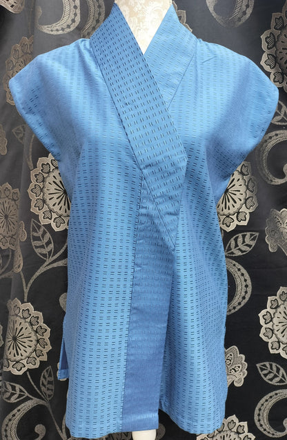 Handmade - Blue sleeveless kimono style top (cosplay)